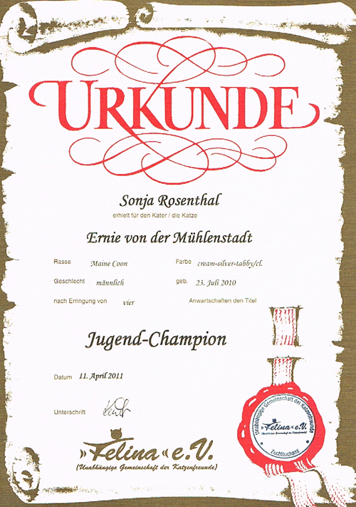 Ernie ist Jugend-Champion